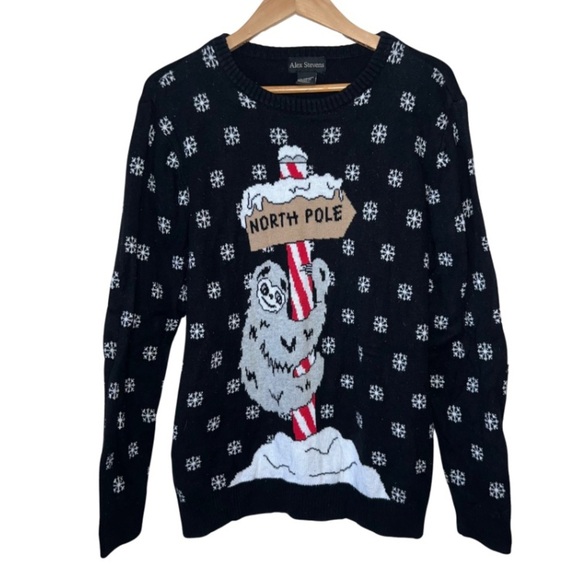 Alex Stevens Sweater Christmas Sloth at The North Pole Size XL 18/20 - Picture 1 of 10